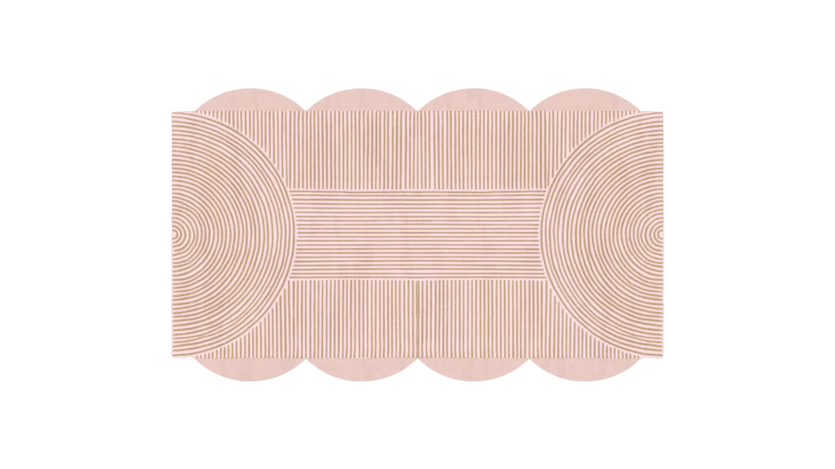 Pink Scallop Arch Geometric Hand Tufted Wool Rug