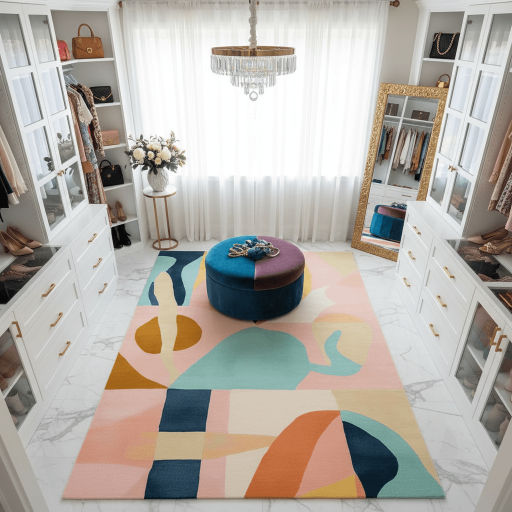 Geometric Animal Print Hand Tufted Wool Runner Rug