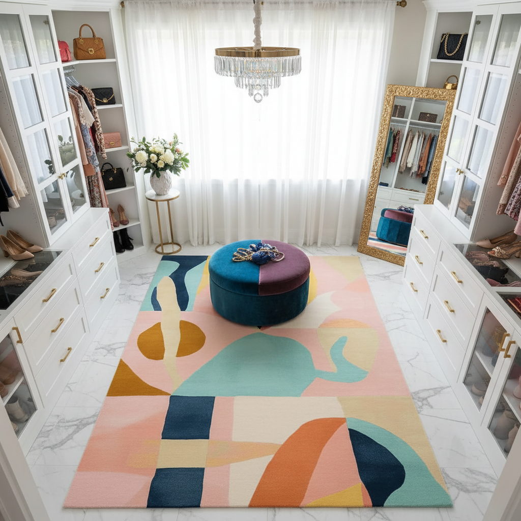 Geometric Animal Print Hand Tufted Wool Runner Rug