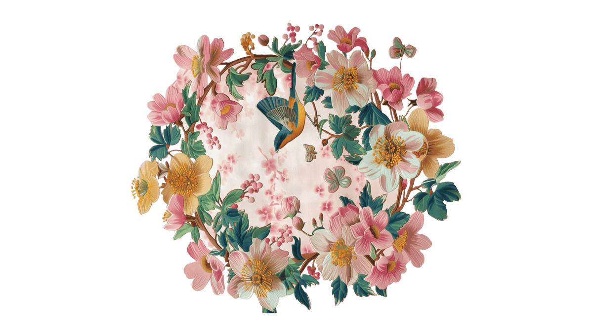 floral rug pink and bird