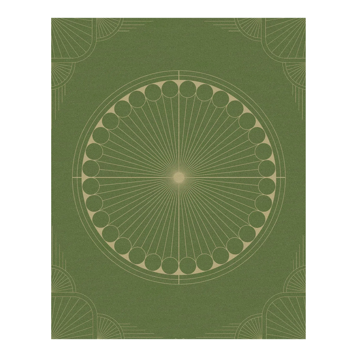 Olive Green Moon Art Deco Hand Tufted Wool Rug