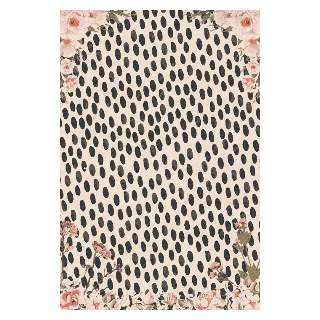 Pastel Pink Floral Animal Print Hand Tufted Rug