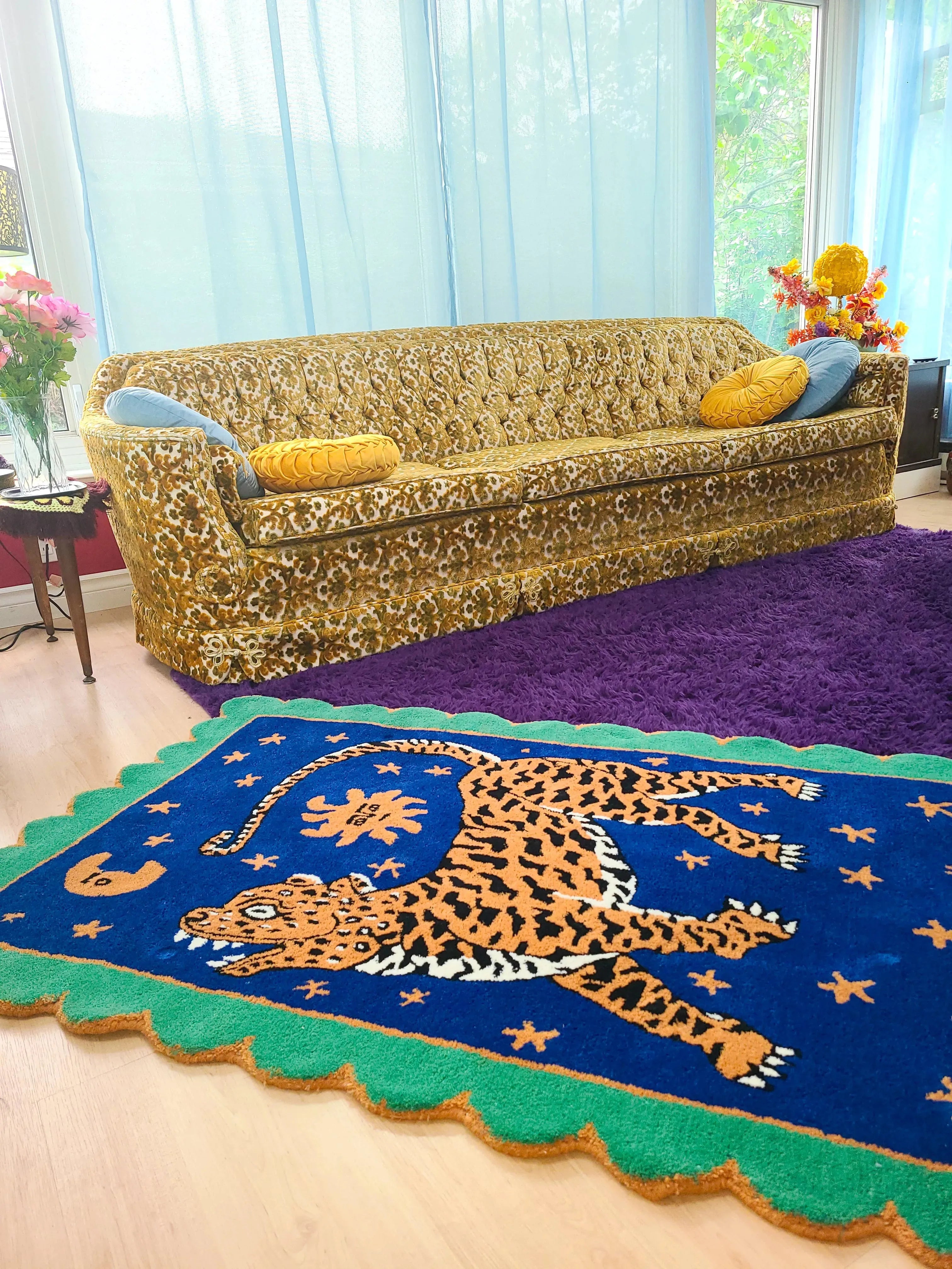 Tibetan Tiger Starry Night Scallop Hand Tufted Wool Rug – 1001 Knots