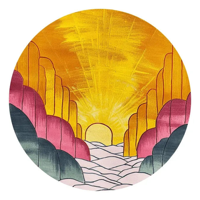 Sunburst Horizon Hand Tufted Round Rug