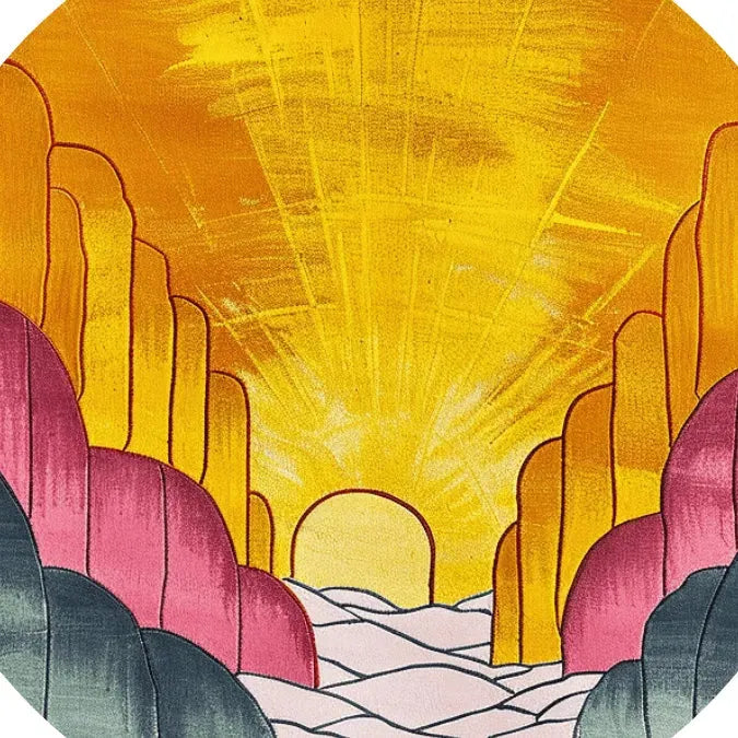 Sunburst Horizon Hand Tufted Round Rug