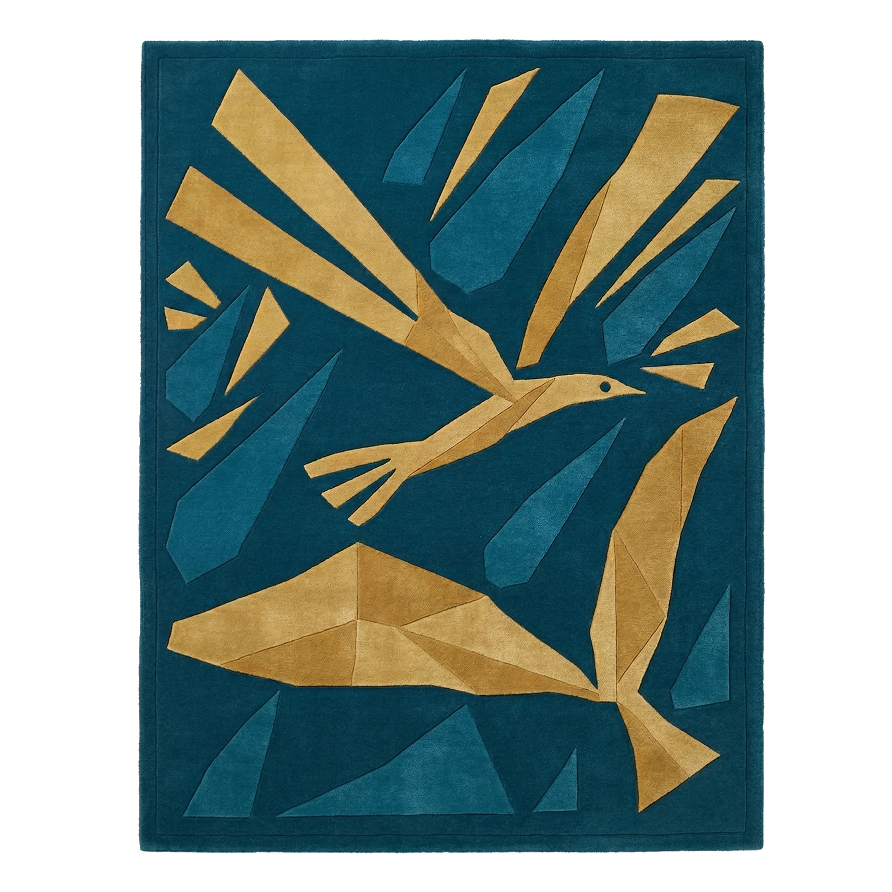 Abstract Bird Hand Tufted Wool Rug