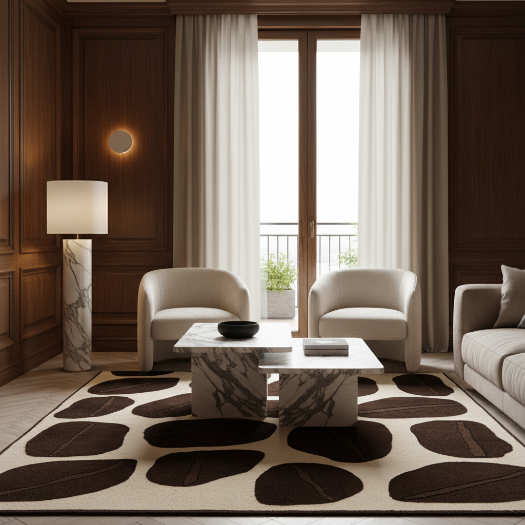 Abstract Coffee Beans Hand Tufted Wool Rug