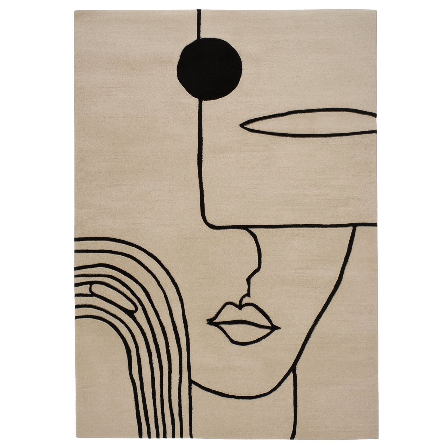 Abstract Face Art Hand Tufted Wool Rug