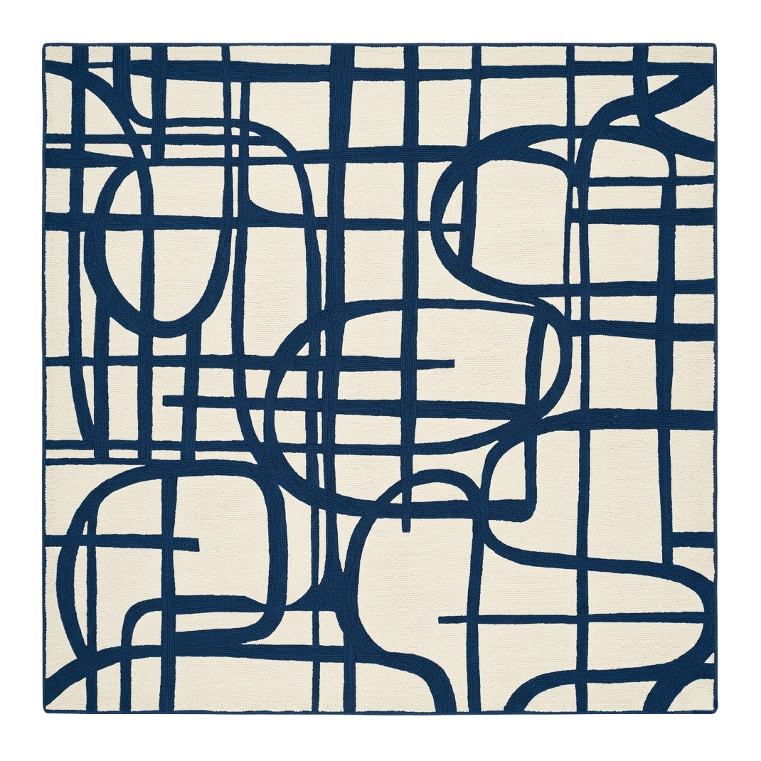 Abstract Lines Hand Tufted Wool Rug 