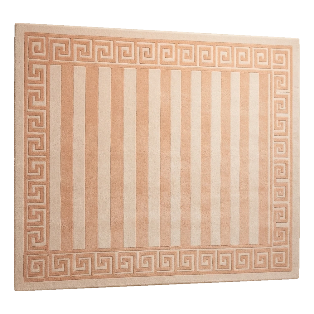 Apricot Key Stripe Hand Tufted Wool Rug - alternate view