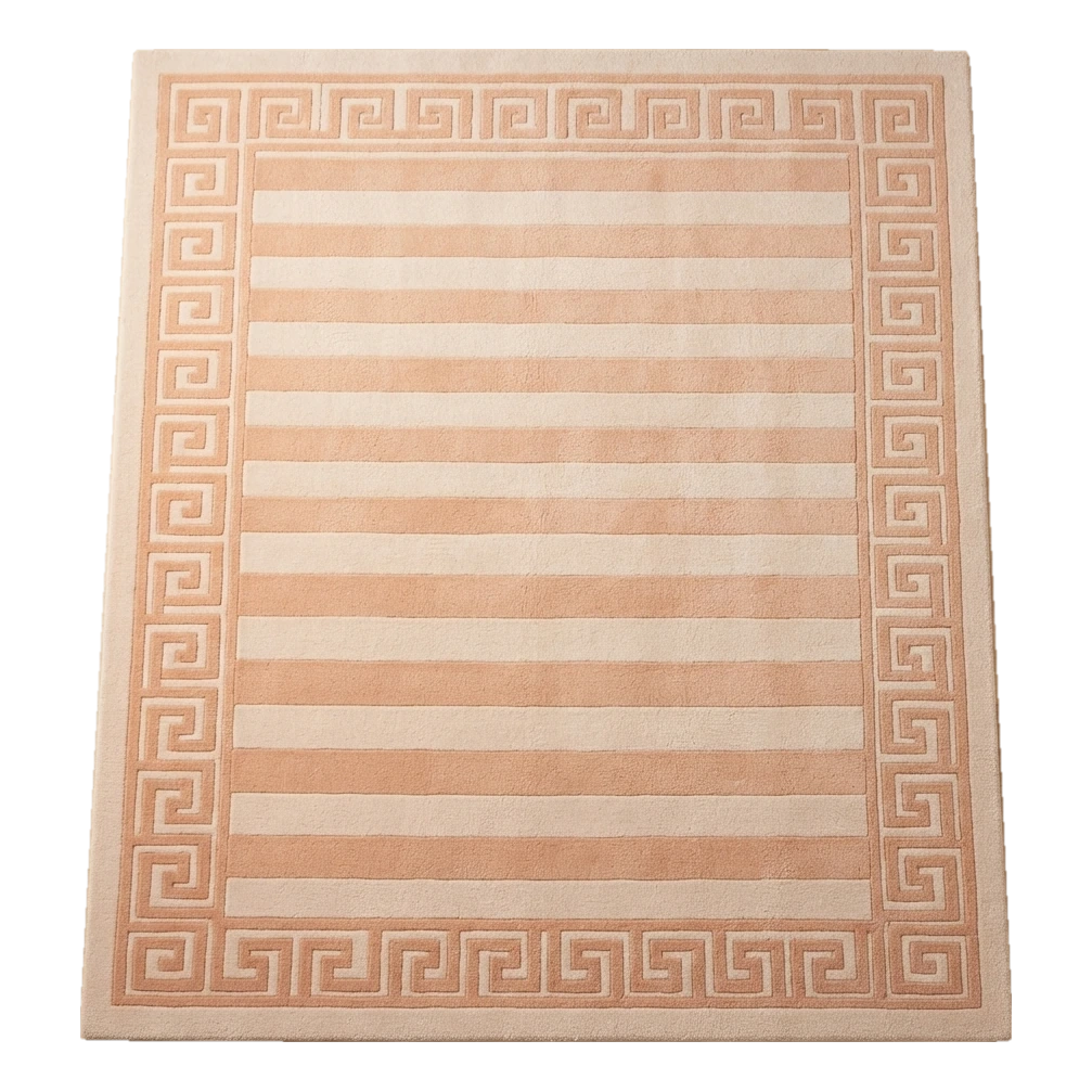 Apricot Key Stripe Hand Tufted Wool Rug