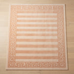 Apricot Key Stripe Hand Tufted Wool Rug - studio photo