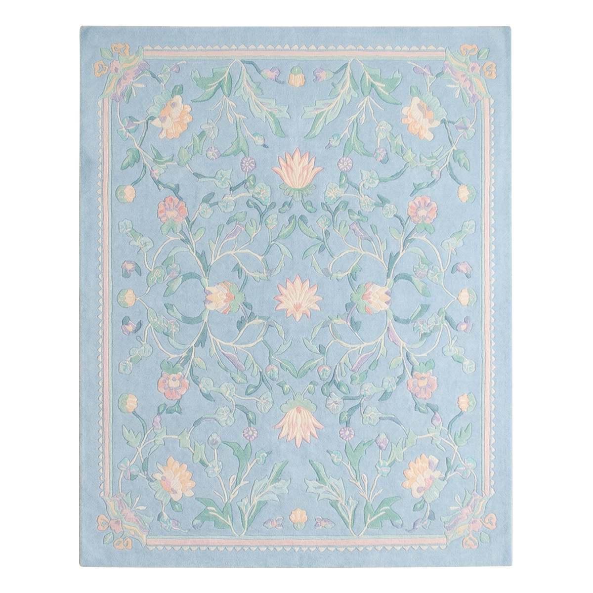 Aquamarine Foliage Canvas Hand Tufted Wool rug