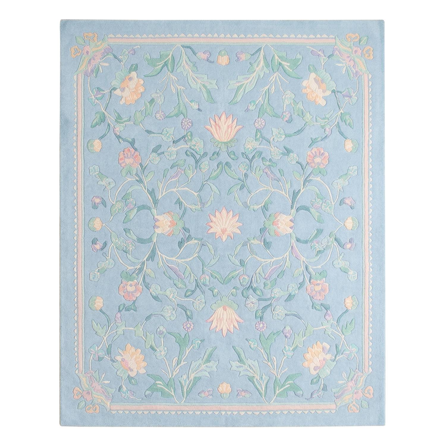 Aquamarine Foliage Canvas Hand Tufted Wool rug