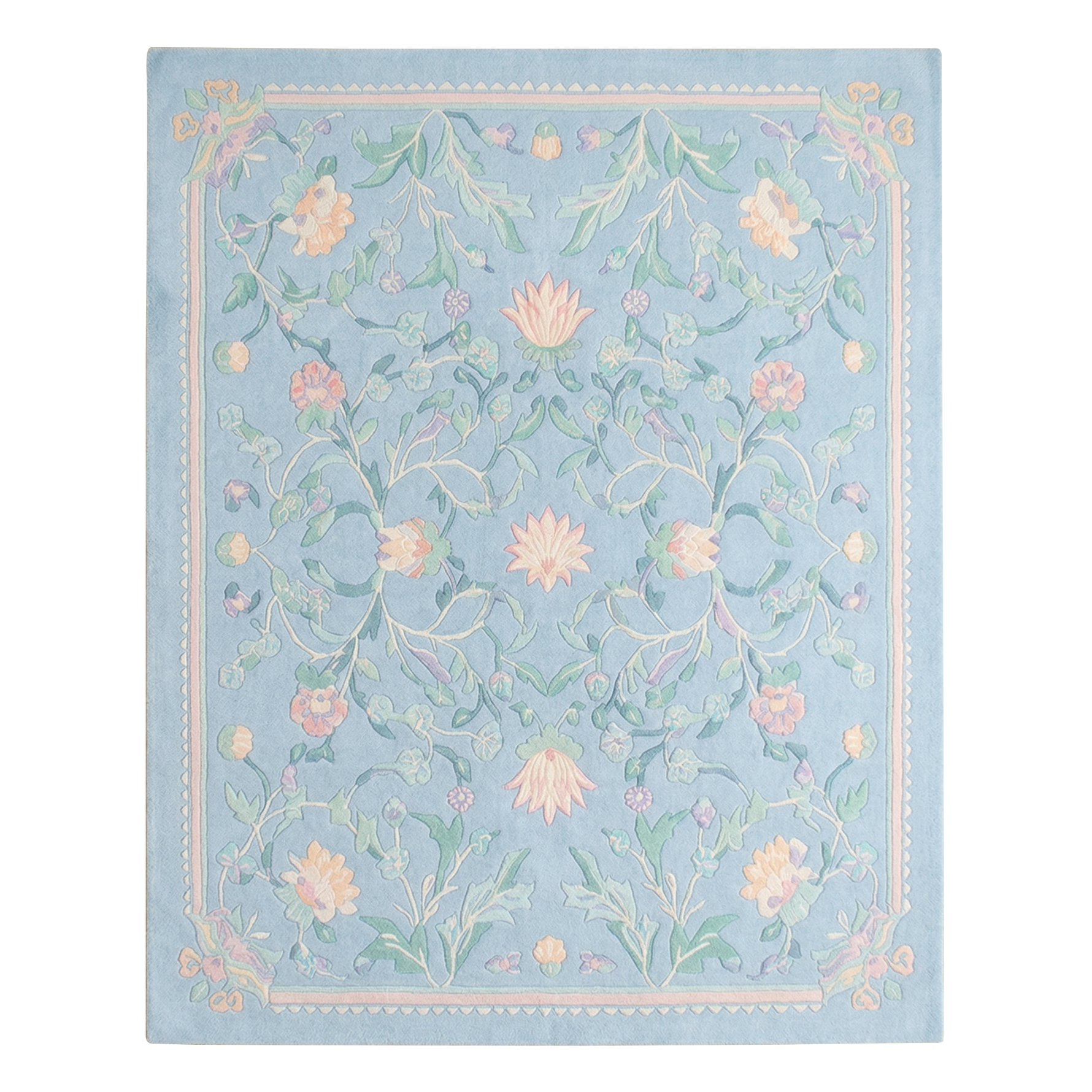 Aquamarine Foliage Canvas Hand Tufted Wool rug