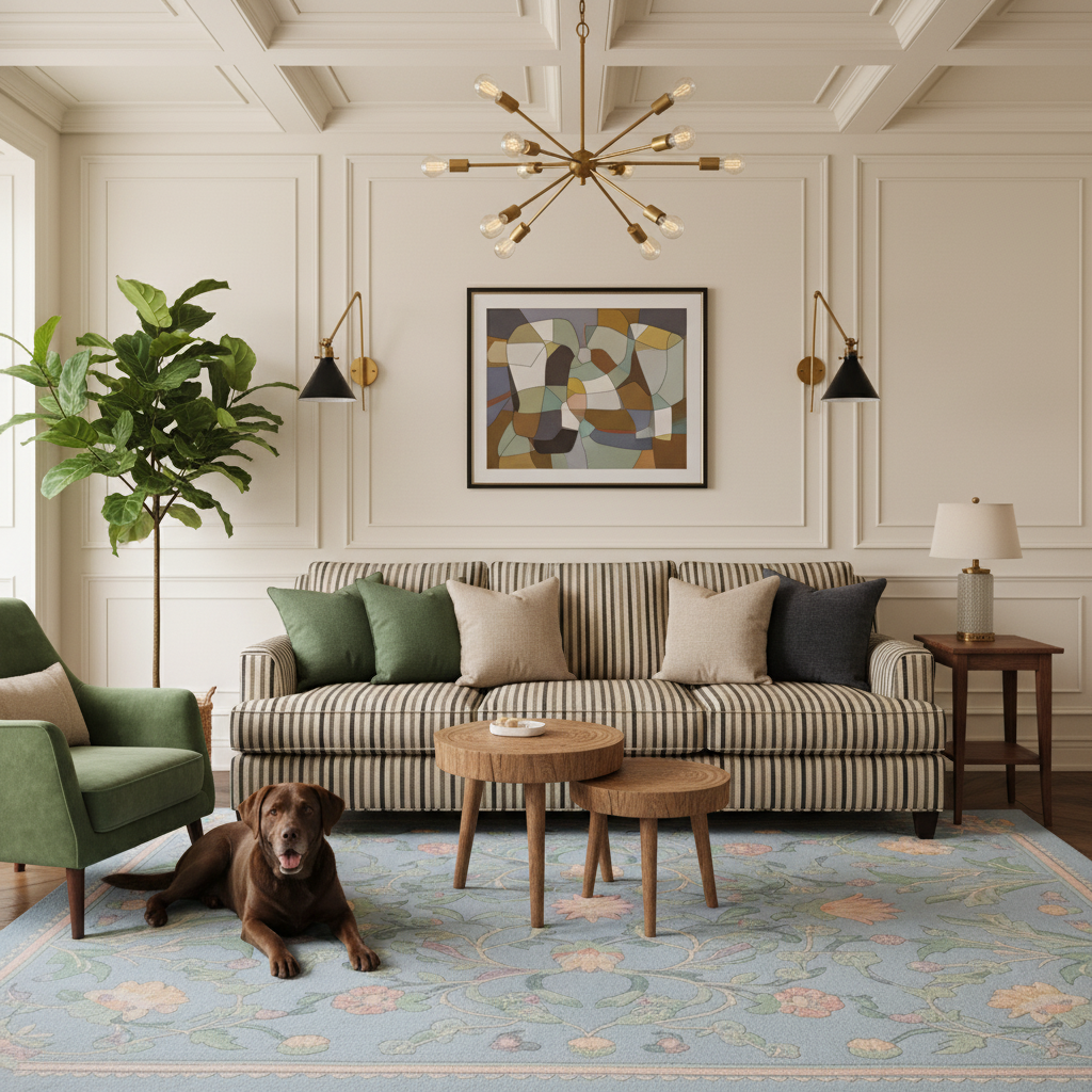 Aquamarine Foliage Canvas Hand Tufted Wool rug