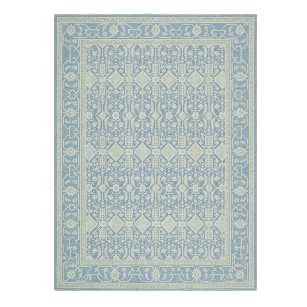 Aquamarine Persian Grid Hand Knotted Rug