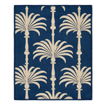Art Deco Palm Column Border Hand Tufted Wool Rug