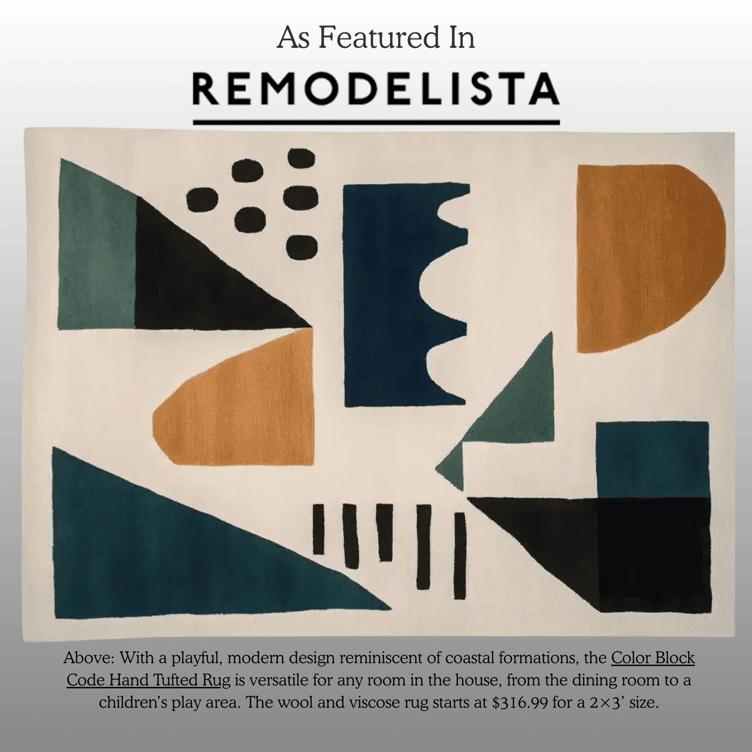 Color Block Code Hand Tufted Rug