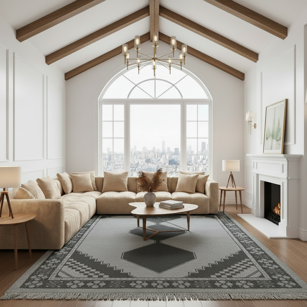 Ashen Diamond Throne Hand Knotted Rug