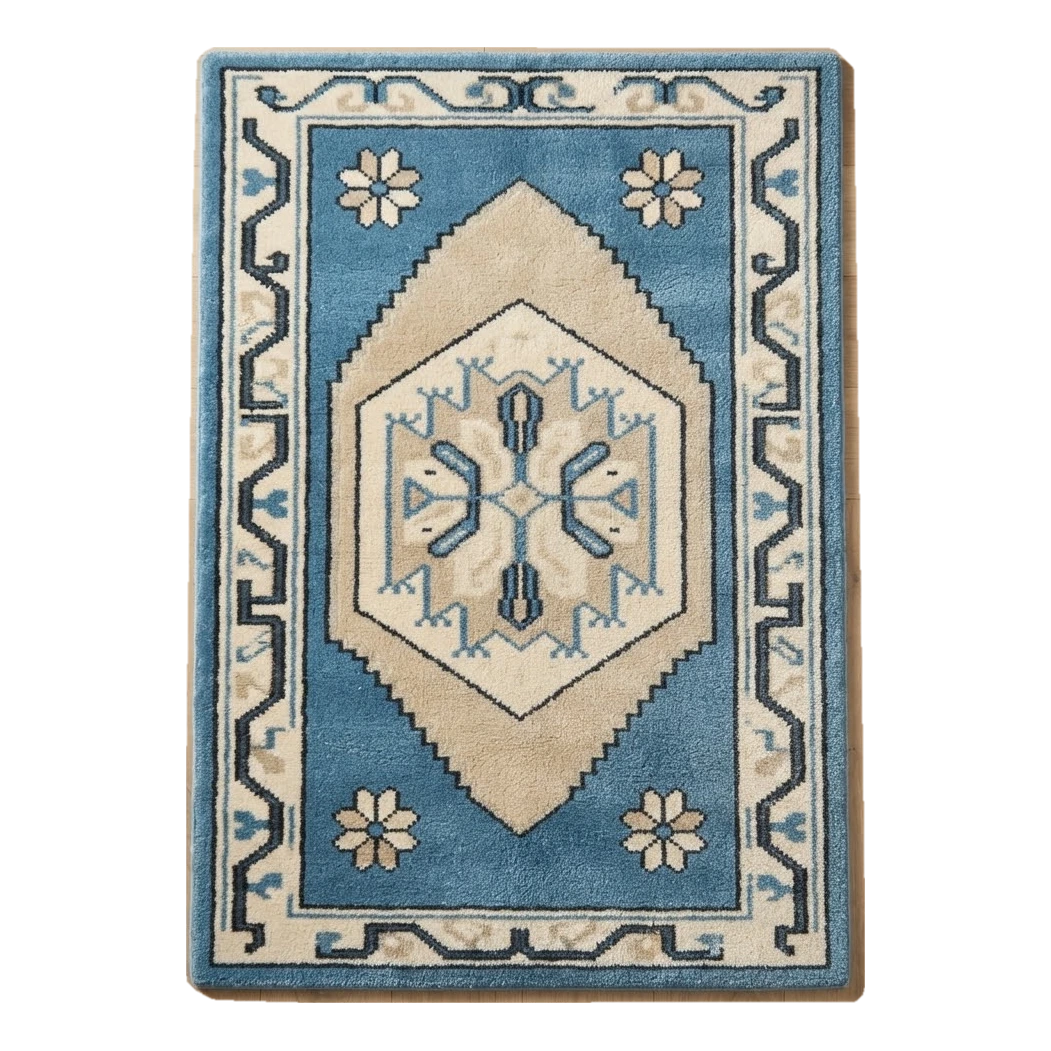 Azure Anatolian Lantern Hand Tufted Wool Rug