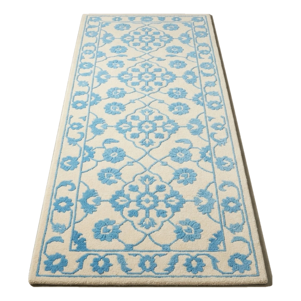 Azure Garden Lattice Hand Tufted Runner Rug