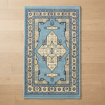 Azure Palace Medallion Hand Tufted Wool Rug - studio photo