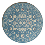 Azure Palmette Halo Round Hand Tufted Wool Rug - alternate view
