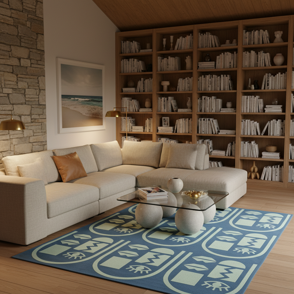 Azure Eternal Gaze Hand Tufted Wool Rug