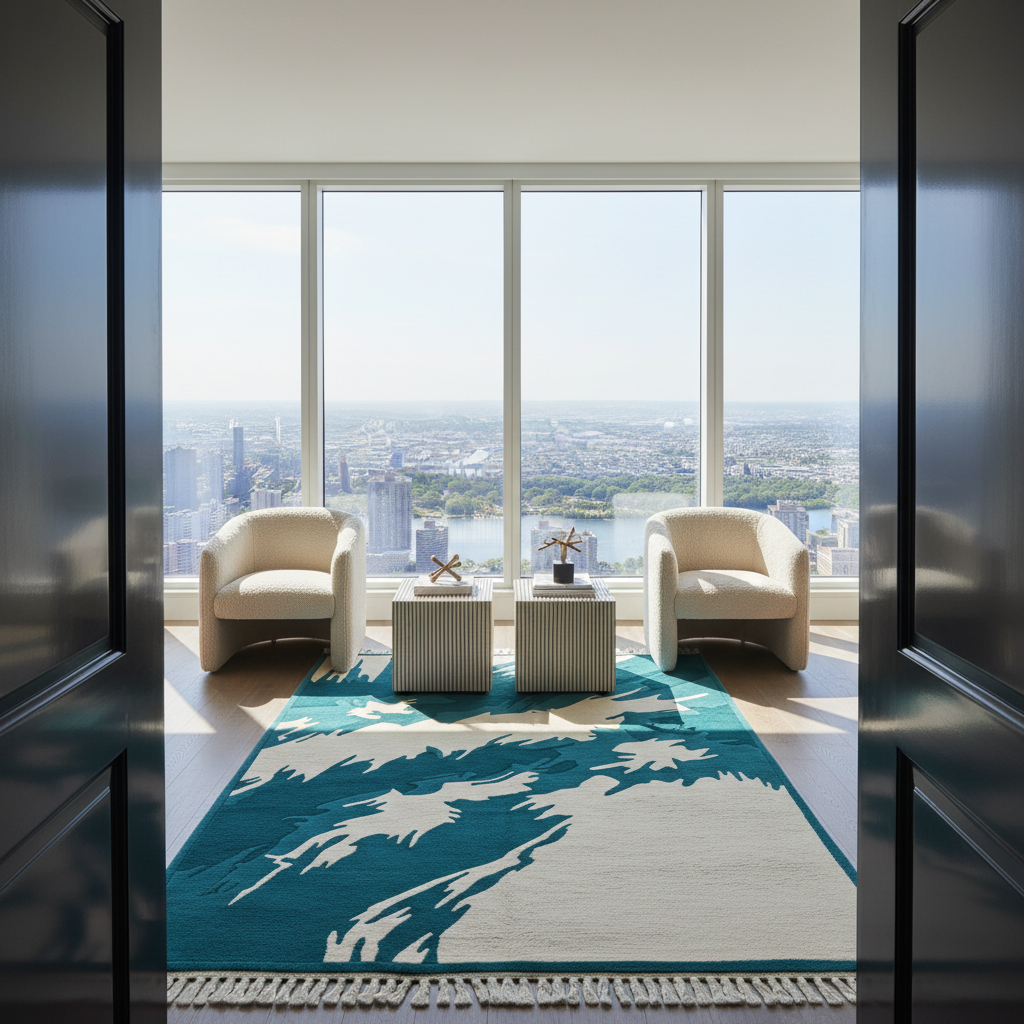 Azure Rift Hand Knotted Rug