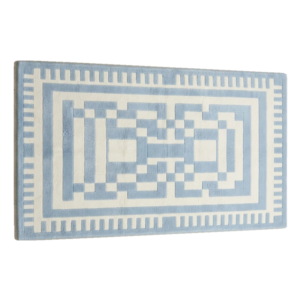 Baby Blue Maze Hand Tufted Runner Rug - alternate view