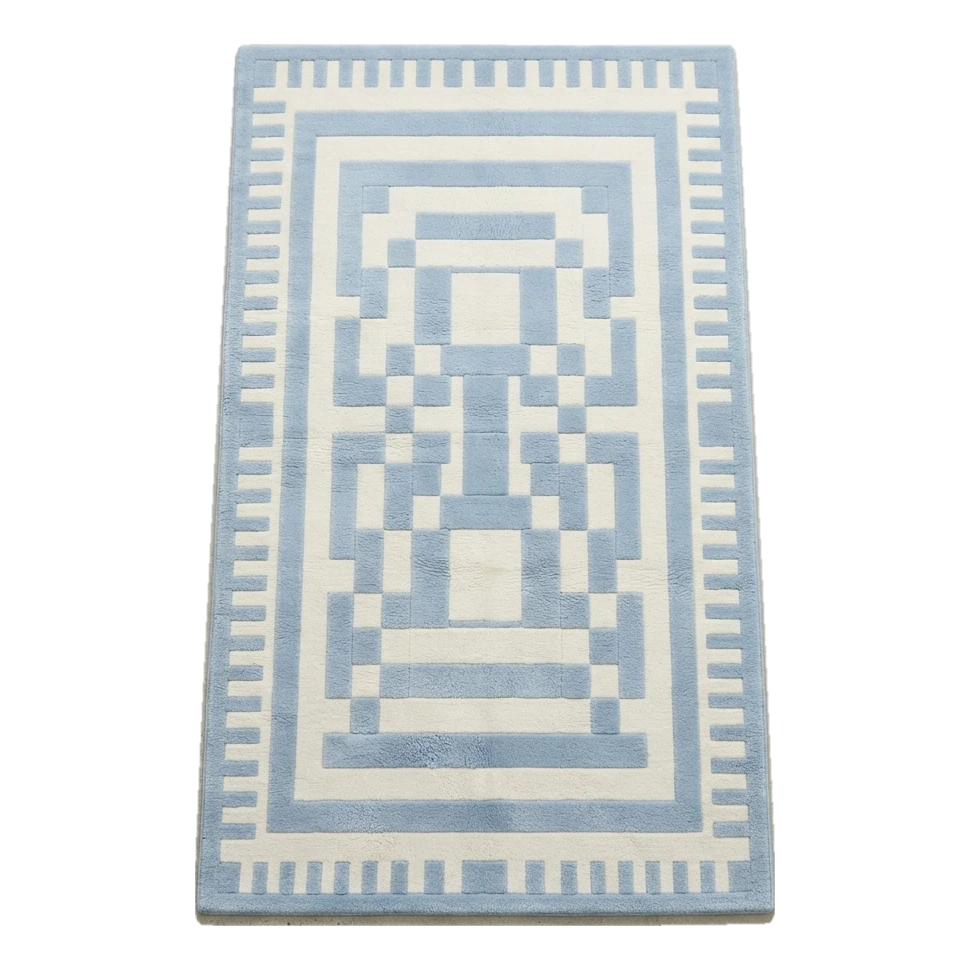 Baby Blue Maze Hand Tufted Runner Rug