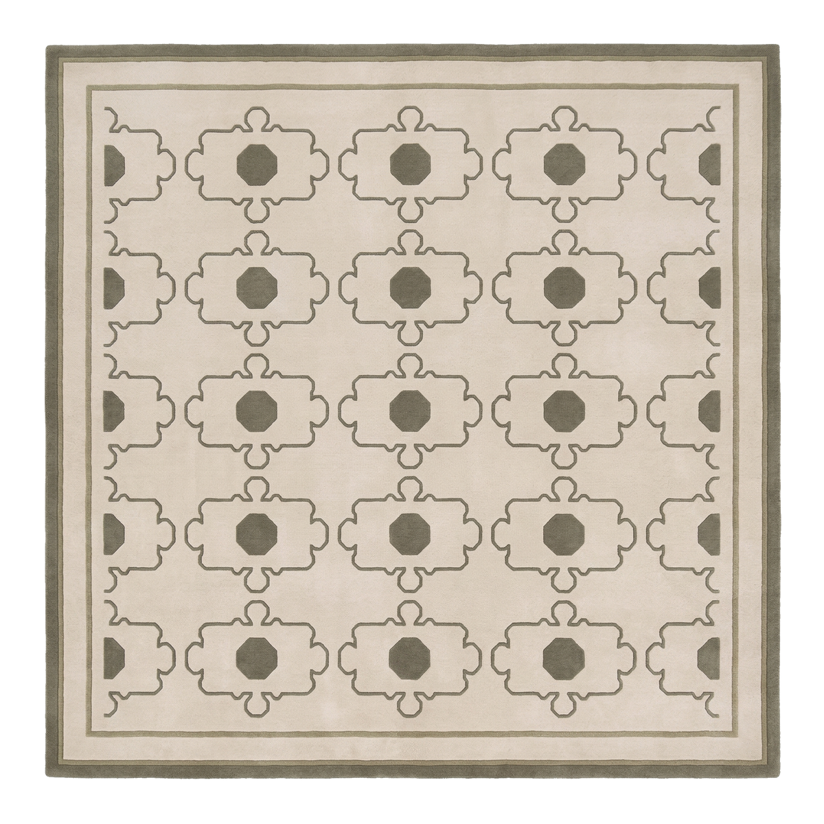 Beige Puzzle Piece Hand Tufted Wool Rug 