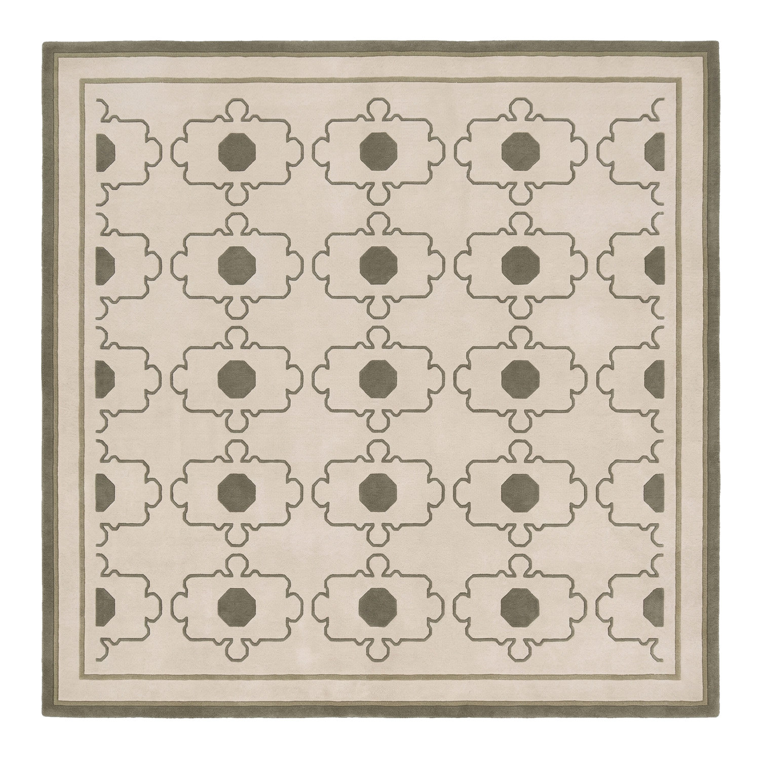 Beige Puzzle Piece Hand Tufted Wool Rug 