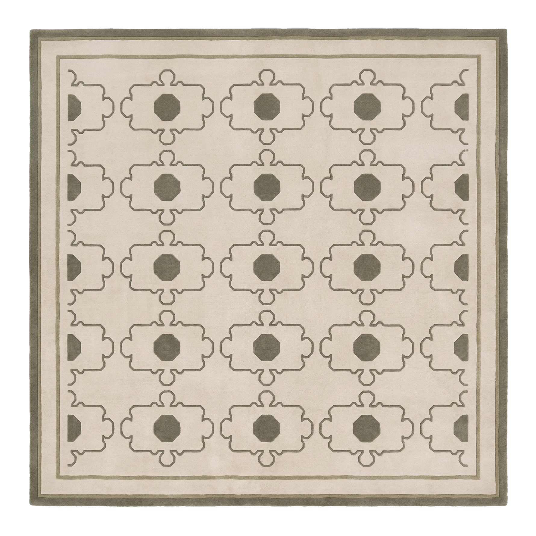 Beige Puzzle Piece Hand Tufted Wool Rug 