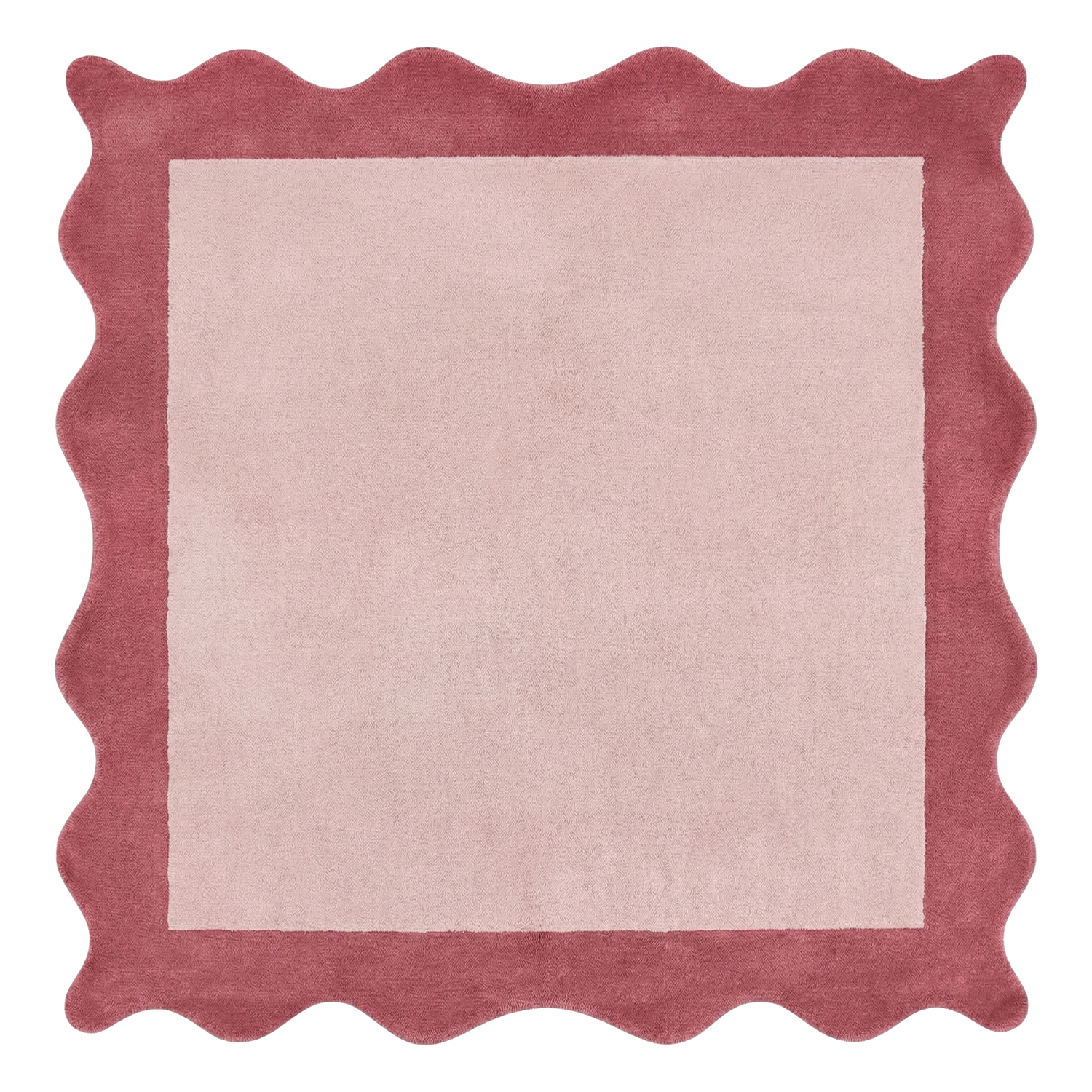 Berry Scallop Frame Hand Tufted Wool Rug 