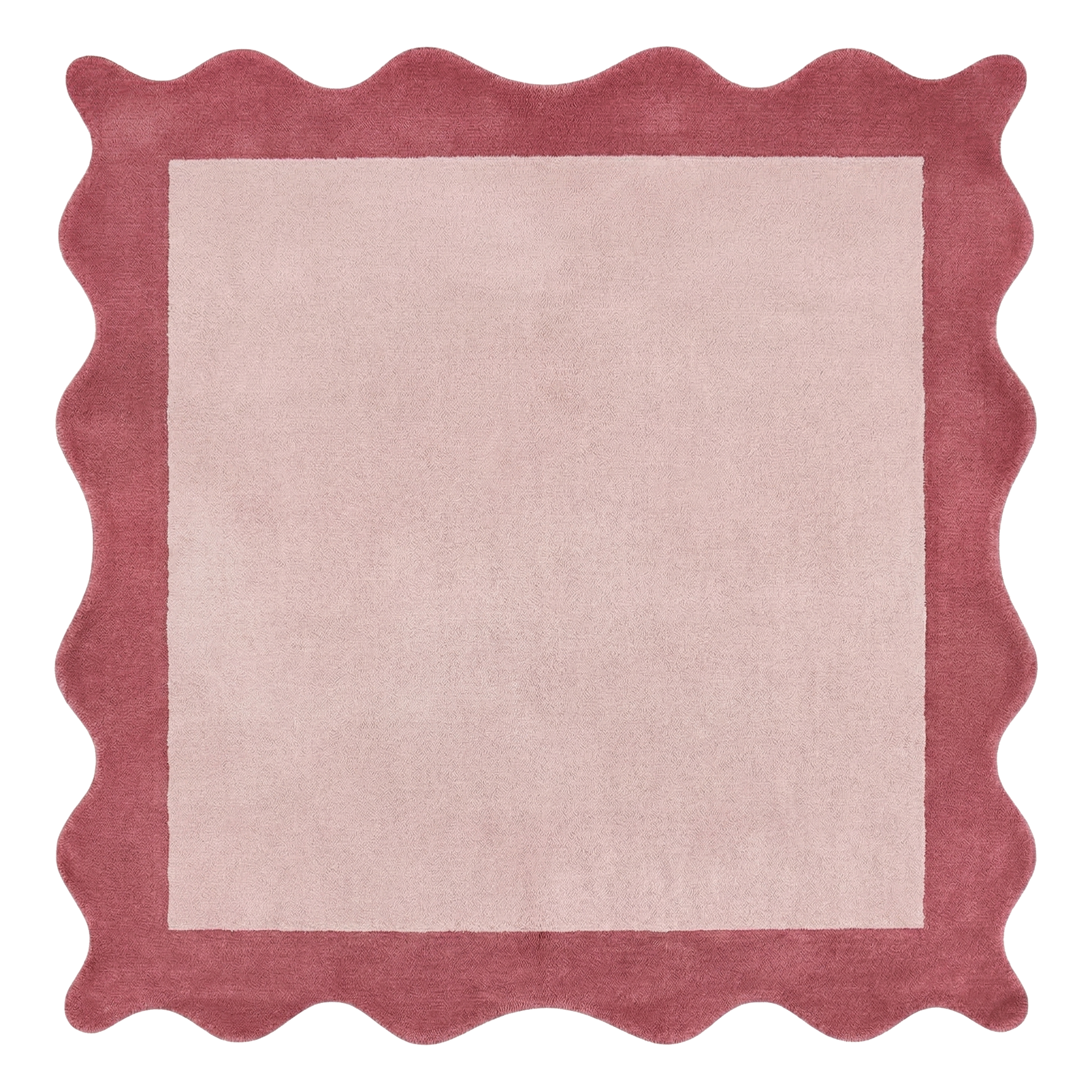 Berry Scallop Frame Hand Tufted Wool Rug 