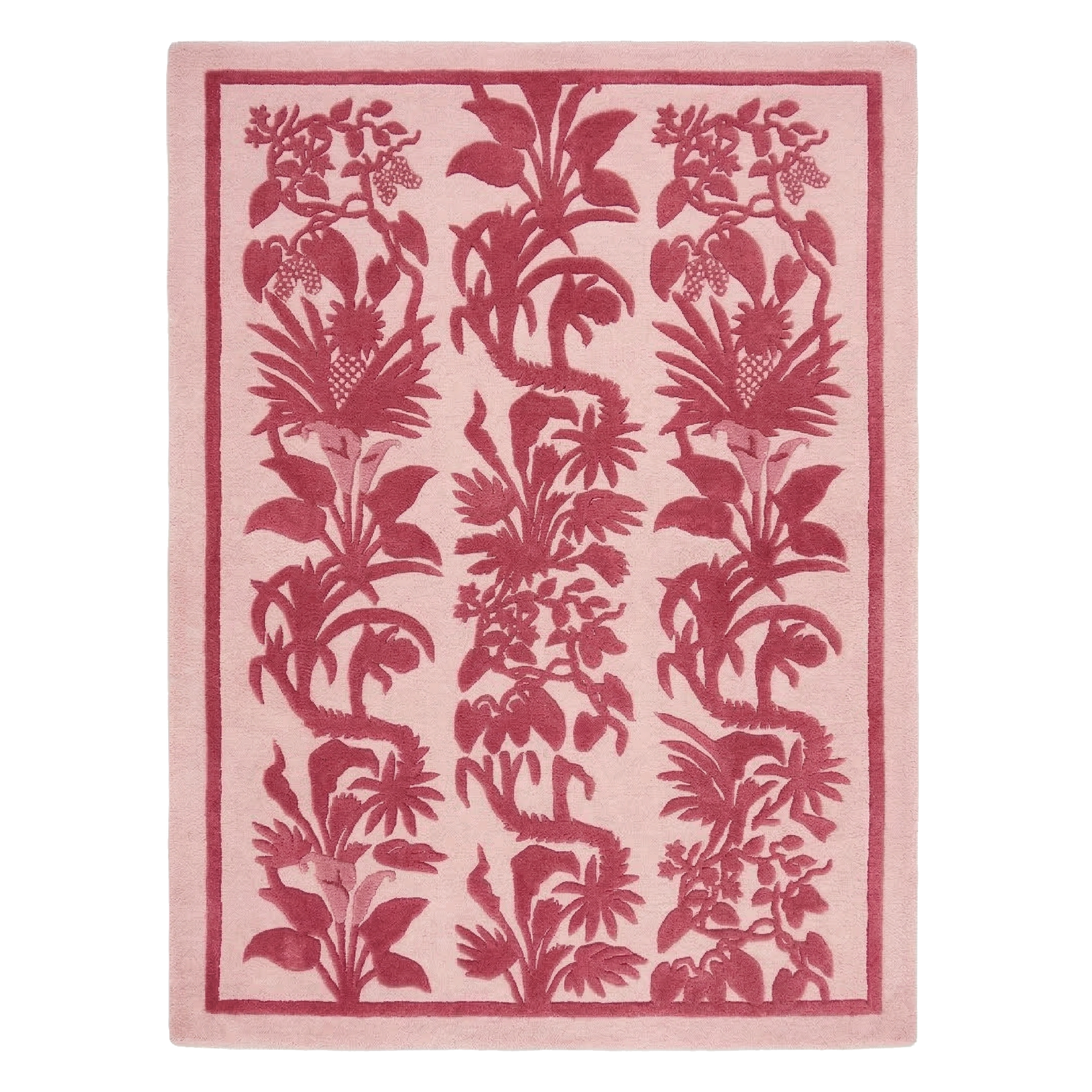 Berry Vine Tonal Crimson Hand Tufted Viscose Rug 