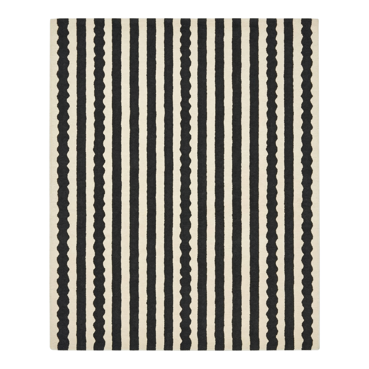 Black & White Stripe Hand Tufted Wool Rug