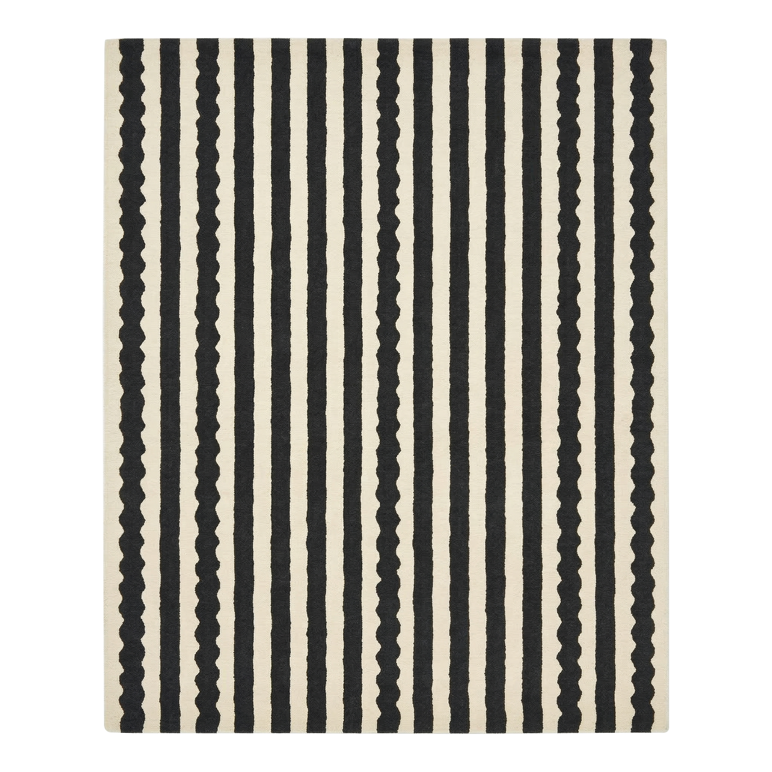Black & White Stripe Hand Tufted Wool Rug