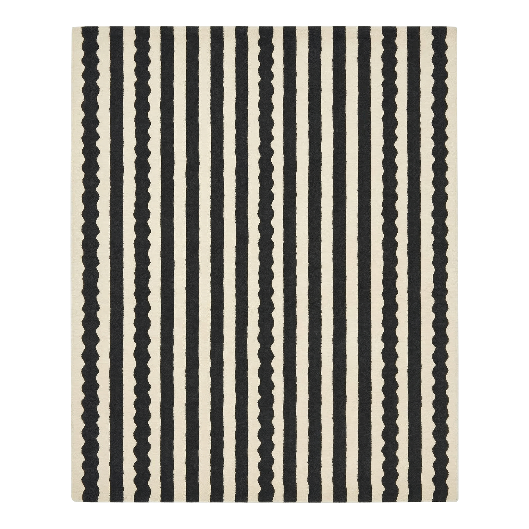 Black & White Stripe Hand Tufted Wool Rug