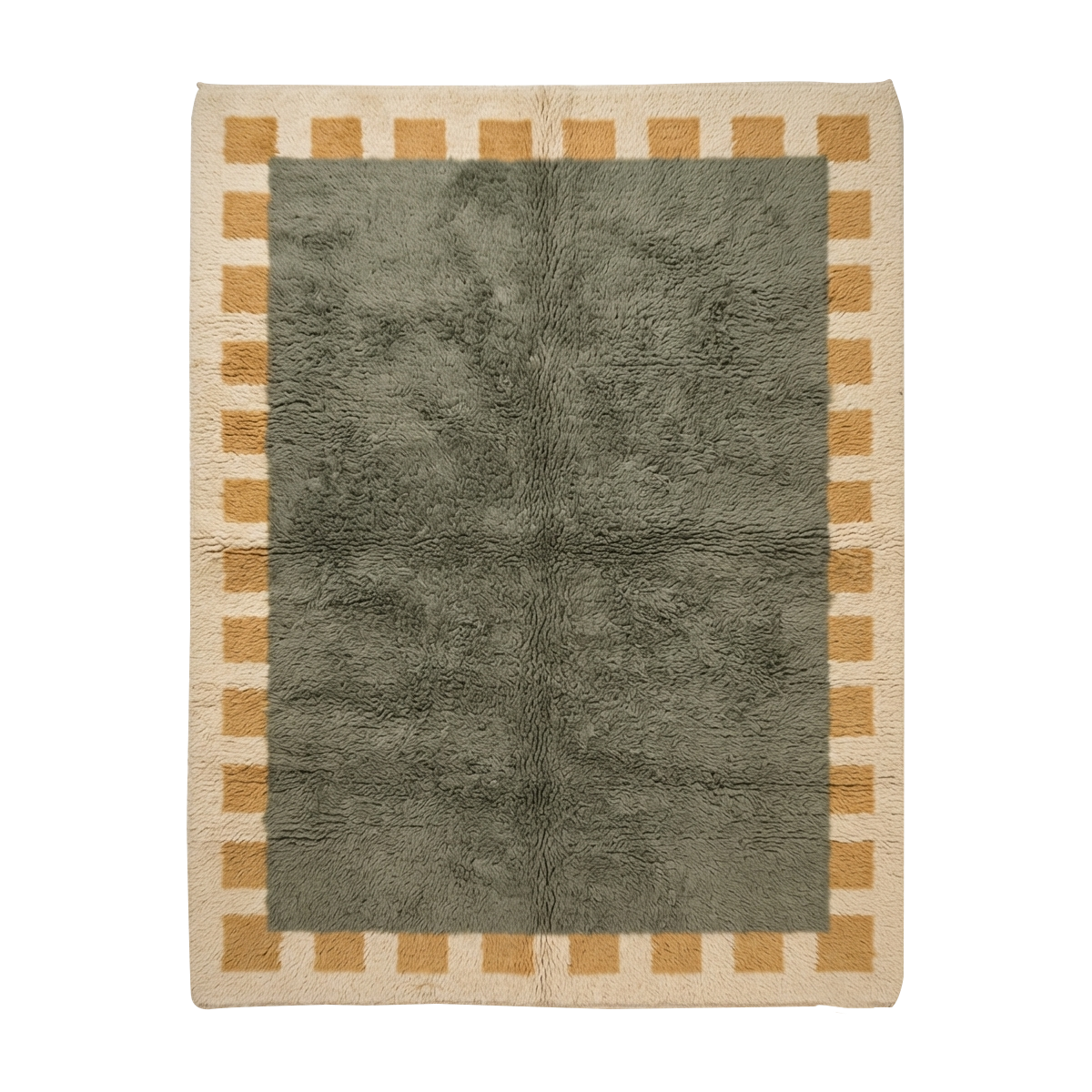 Block Border Green Moroccan Shag Rug