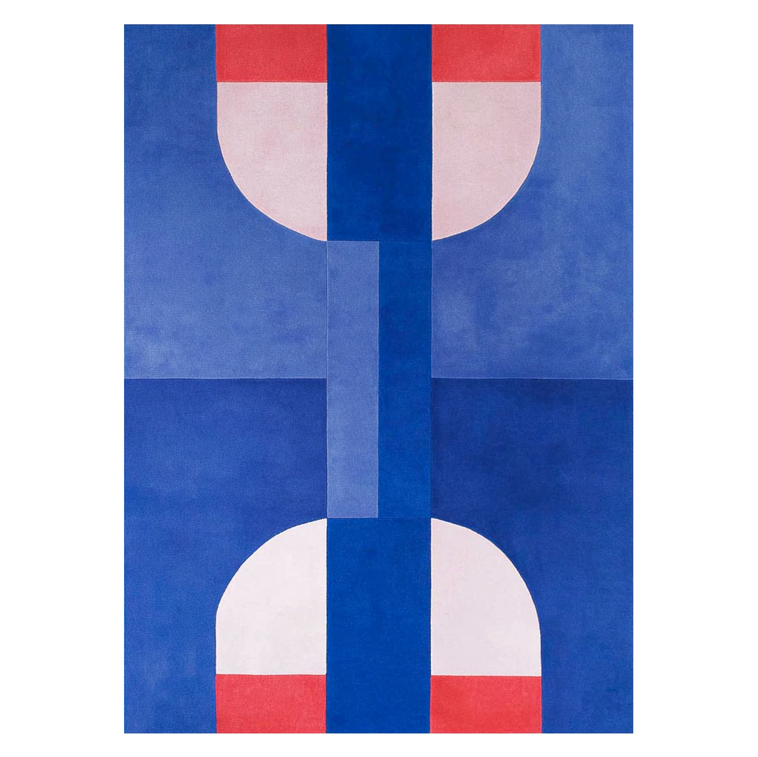 Blue Arch Blocks Hand Tufted Wool Rug