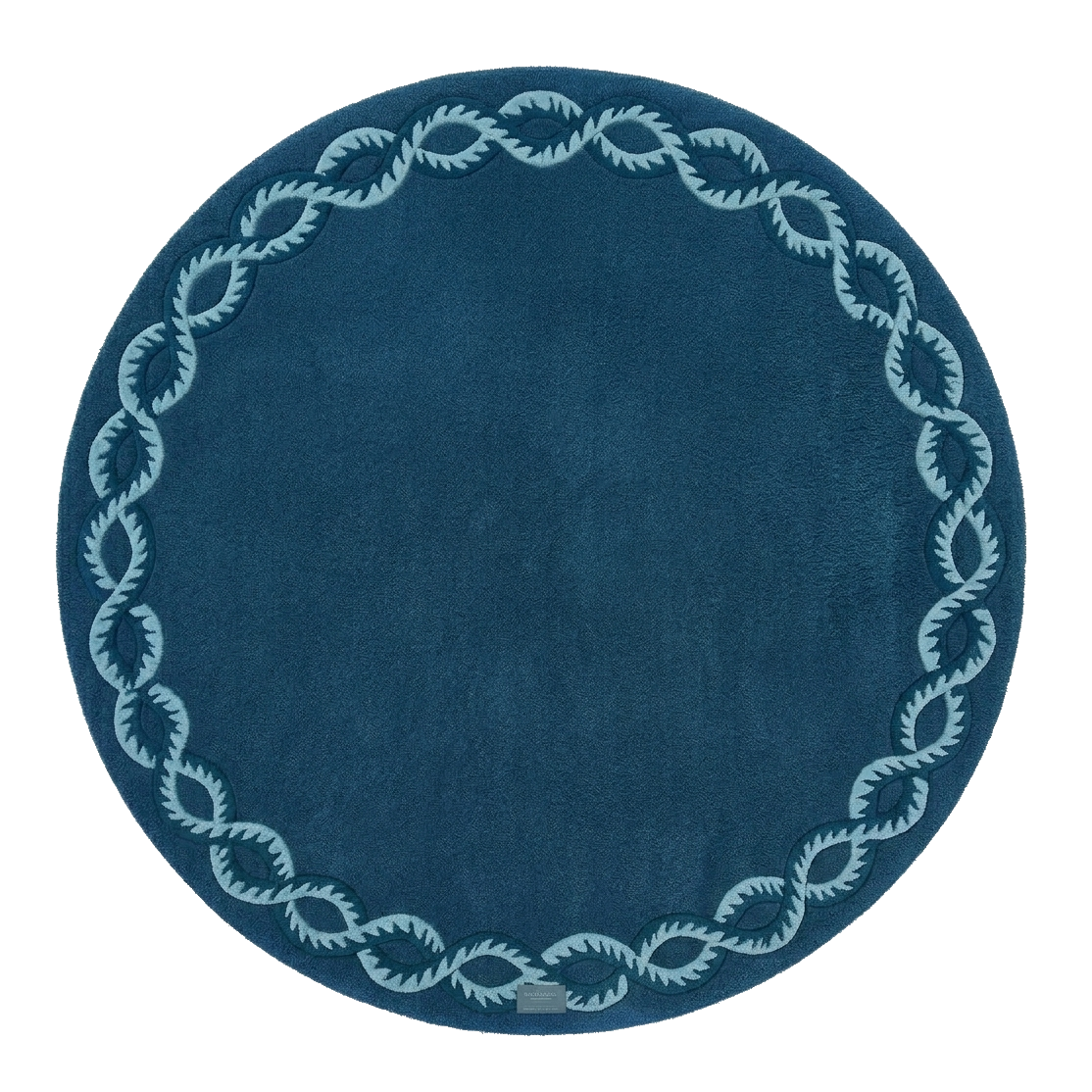 Blue Chain Border Hand Tufted Round Rug — Swatch 12" x 12"