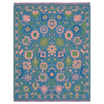 Blue Meadow Blocks Hand Knotted Rug