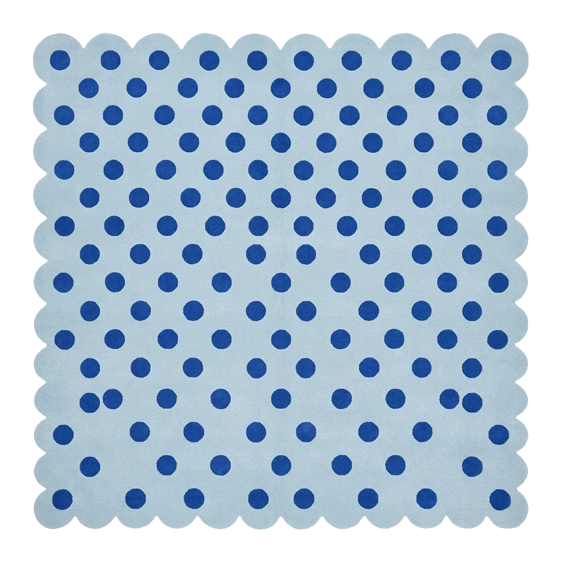 Blue Polka Square Hand Tufted Wool Rug