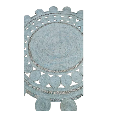 Blue Circle of Life Round Jute Rug - 1001 KNOTS