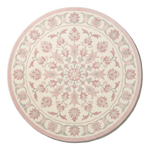 Blush Mandala Bloom Round Hand Tufted Wool Rug