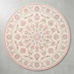 Blush Mandala Bloom Round Hand Tufted Wool Rug - studio photo