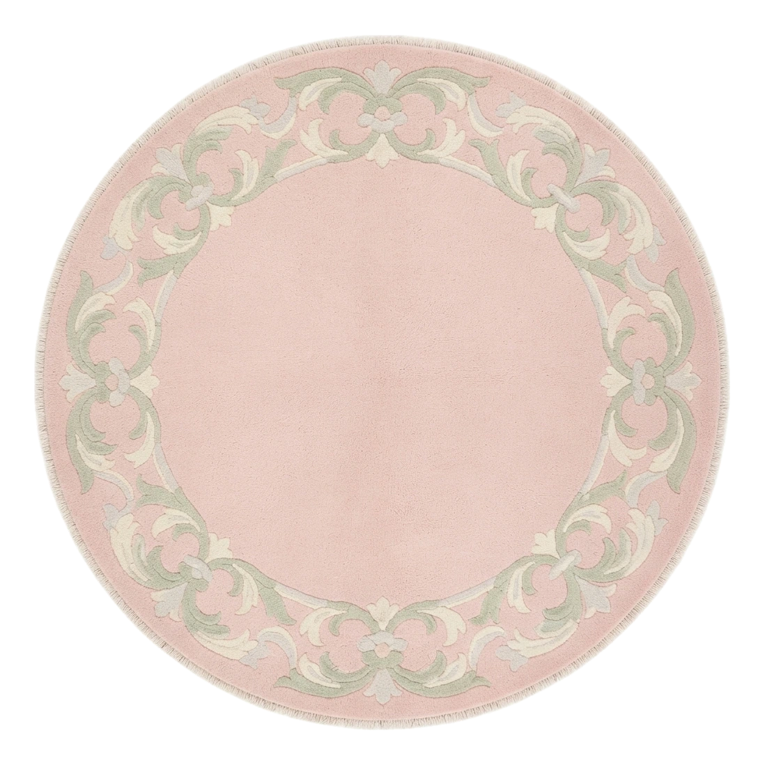 Blush Scroll Halo Round Hand Knotted Rug - alternate view